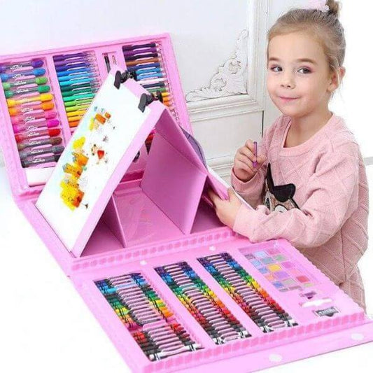 Childrens 208 Pieces Painting Brush Set With Drawing Board