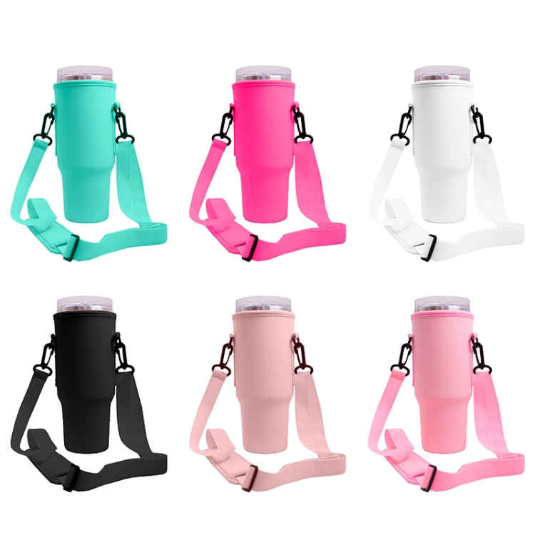 For 40oz Stanley Quencher Water Bottle Carrier Bag Sleeve With Adjustable Shoulder Strap Pink