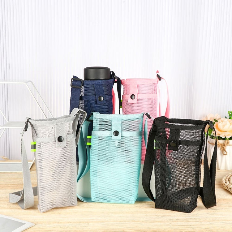 Mesh Fabric Diagonal Outdoor Water Bottle Bag Universal Children Thermos Cup Cover Korean Blue