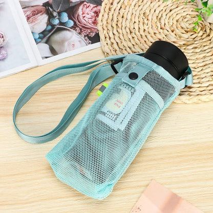 Mesh Fabric Diagonal Outdoor Water Bottle Bag Universal Children Thermos Cup Cover Korean Blue